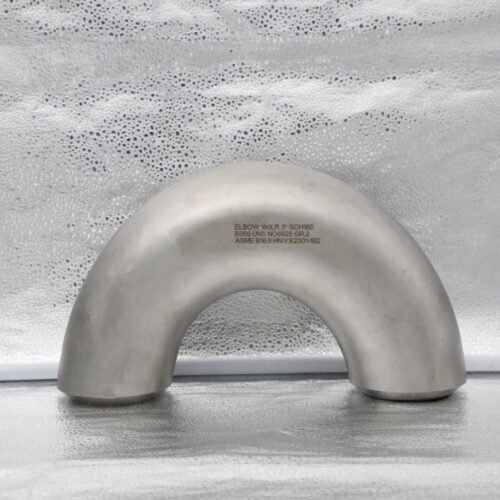 180 degree long radius return elbow with visible NPS 3 SCH160 and B366 UNS N06625 markings