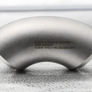 904L (UNS N08904) 90 degree long radius butt weld elbow, NPS 2 Sch 160, ASME B16.9, with permanent laser marking