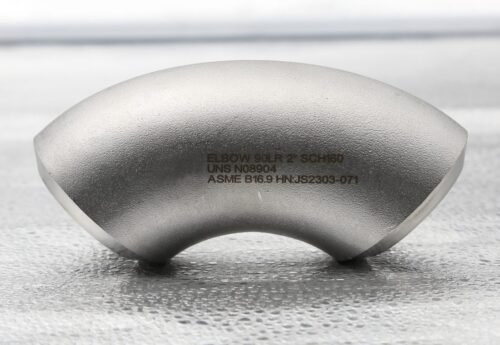 904L (UNS N08904) 90 degree long radius butt weld elbow, NPS 2 Sch 160, ASME B16.9, with permanent laser marking