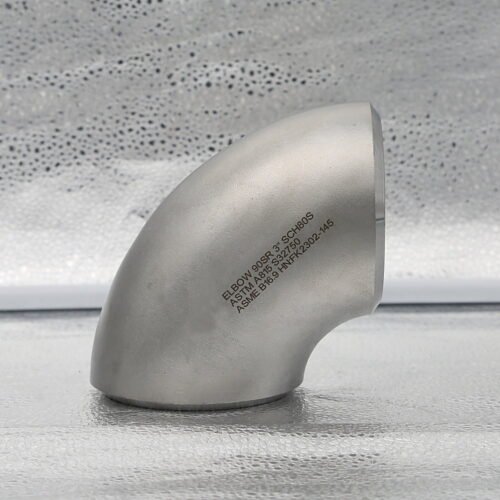 Super duplex S32750 90 degree short radius elbow, NPS 3 SCH80S, ASTM A815, with laser marking