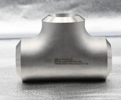 Equal tee NPS 2 XXS in ASTM A403 WP316/316L stainless steel with permanent laser marking per ASME B16.9