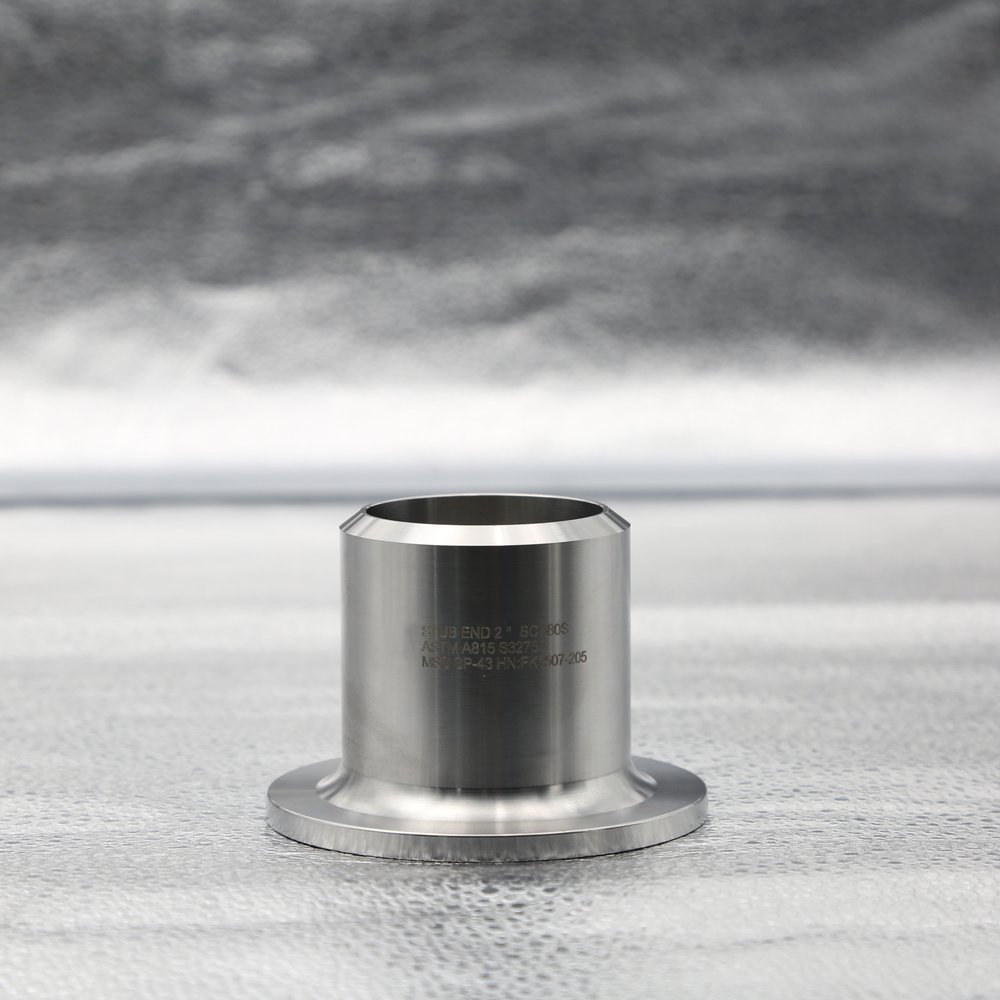 Super duplex S32750 lap joint stub end, 2 inch SCH80S, ASTM A815, with laser marking
